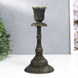Металлический подсвечник на 1 свечу «Раджа», бронза, 16.5×8×8 см