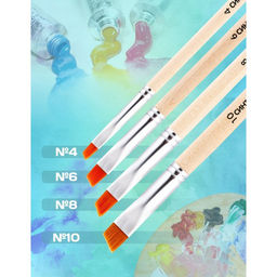 Цена за 3 шт. Кисть для рисования, Синтетика Наклонная № 6 (ширина обоймы 6 мм; длина волоса 6/8 мм), деревянная ручка, Calligrata