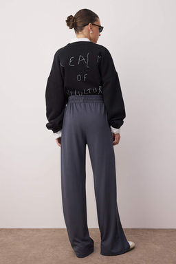 Siyah Premium Yumusak Kumasl? Cepli Wideleg/Rahat Kesim Orme Esofman Alt? Pantolon TWOAW24EA00012 - Trendyolmilla фото 11