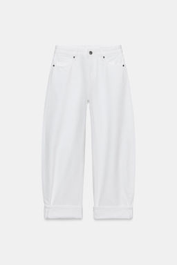 JEANS ZW COLLECTION BALLOON TIRO MEDIO / Blanco - Zara фото 4