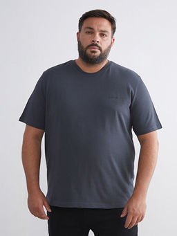 B?y?k Beden Bask?l? Penye Erkek Ti??rt