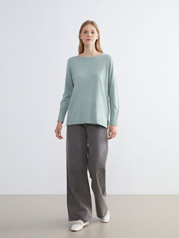 Bisiklet Yaka Ta?l? Kad?n Triko Kazak