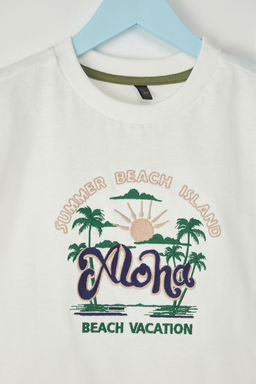 Ekru K?z Cocuk %100 Pamuk Slogan Bask?l? Regular Kal?p Karpuz Kol Orme T-Shirt TKDSS25TS00050 - Trendyolmilla фото 2