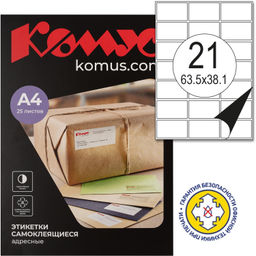 Этикетки самоклеящиеся адресные,прозр.63.5х38.1мм. А4 25л/уп