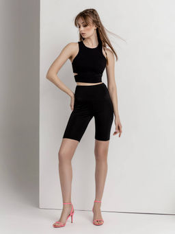 CONTE Укороченный спортивный топ с фигурными вырезами по бокам LTD 1717 black black