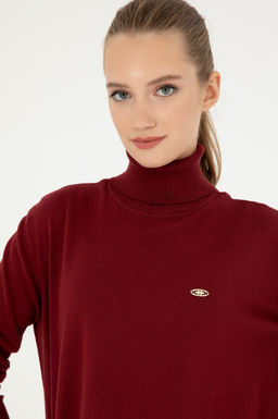 Женский бордово-красный базовый свитер с высоким воротником - U.s. polo assn фото 2