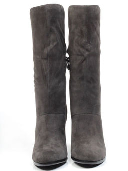 YF189-012M DARK GREY Полусапоги зимние женские (натуральная замша, натуральный мех (еврозима))