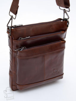 Сумка мужская кожаная 1022-2 brown Fuzhiniao  в Новосибирске