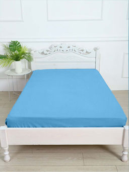 Простыня на резинке из поплина гладкокрашеного - Небесно-голубой 180х200х25