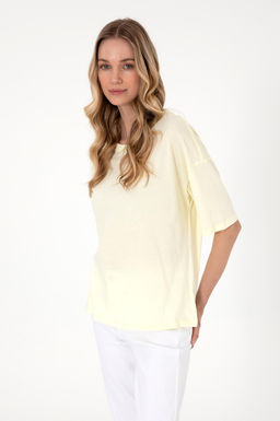 Kad_n Limon Oversize Bisiklet Yaka Ti__rt