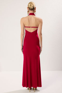 K?rm?z? Toka Detayl? Maxi S?k Abiye Gece Mezuiyet Elbisesi TPRSS25AE00074