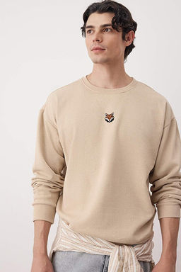 Ta_ Oversize/Geni_ Kesim Bisiklet Yaka Uzun Kol Hayvan Nak__l_ Sweatshirt TMNAW24SW00169 - Trendyolmilla фото 3
