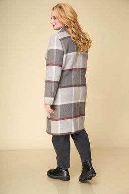 Пальто БелЭльСтиль 841 клетка серая  фото 38