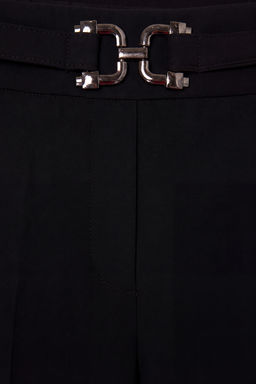 Siyah Toka Detayl_ Wide Leg/Geni_ Pa_a Kuma_ Pantolon TWOAW27PL00033 - Trendyolmilla фото 2