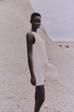 Vestido en mezcla de lino