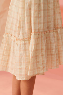 VESTIDO LARGO CUADROS Y FLORES BORDADAS LIMITED EDITION / Amarillo claro - Zara фото 4