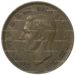 Монета 1/2 пенни 1938 года Австралия