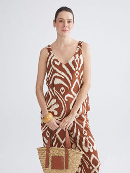 V Yaka Desenli Ask?l? Bluz