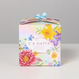 Цена за 3 шт. Коробка подарочная складная, упаковка, «8 марта», 12×12×12 см