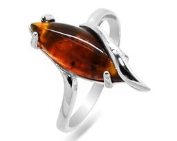 Кольцо из серебра янтарь, КП70