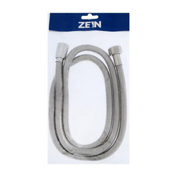 Душевой шланг ZEIN Z45PS, растягивающейся, 150-200 см, гайки металл 1/2", нержавеющая сталь, Имп/Имп