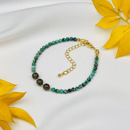 Браслет из Хризоколлы и Скополита "Кошачий глаз" 16,5 см +