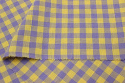 Вареный (стираный) хлопок Клетка (1.0*1.0см) цв.желтый/лавандовый, ш.2.5м, хл-100%, 115гр/м.кв - Купава фото 3