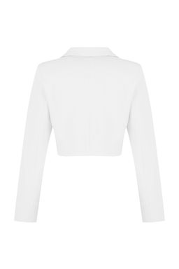 TRENDYOLMILLA Siyah Crop Astarl? Dokuma Blazer Ceket TWOAW22CE0086  фото 22