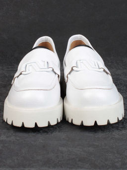 03-HP9967B WHITE Лоферы женские (натуральная кожа)