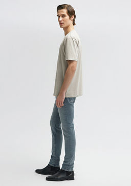 Stretch Gri Basic Tisort - Mavi фото 4