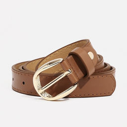 Ремень женский, ширина 2,2 см, винт, пряжка металл, цвет коричневый