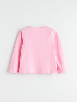 Bisiklet Yaka Bask?l? K?z ?ocuk Ti??rt