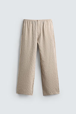STRIPED WRINKLED-EFFECT FLOWING TROUSERS - Zara фото 7