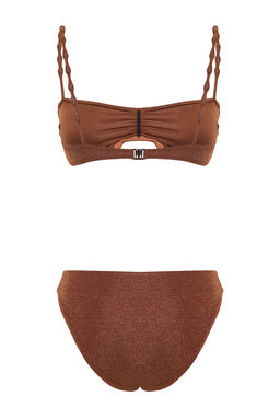 Kahverengi Balkonet Aksesuarl? Simli Regular Bikini Tak?m? TBESS24BT00091 - Trendyolmilla фото 8