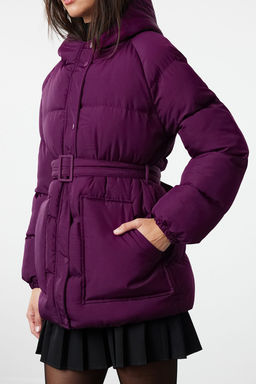 TRENDYOLMILLA Siyah Regular Kapusonlu Kemerli Su Itici Sisme Mont TWOAW23MO00188 фото 4