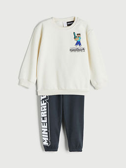 Minecraft Bask?l? Erkek ?ocuk Sweatshirt ve E?ofman Alt? 2li