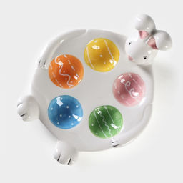 Подставка для яиц Доляна «Зайка», 5 ячеек, 19.5×16.2×10 см, белая ㅤ