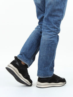 04-XKL23-138R BLACK Кроссовки утепленные женские (натуральная кожа, натуральная замша, байка)