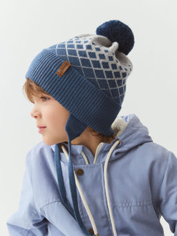 Шапка из смесовой шерсти Ромбы джинс