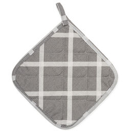 Прихватка квадратная 20х20 , стеганая, рогожка, 100 % хлопок, Клетка виши бежевый ОП - Традиция фото 2