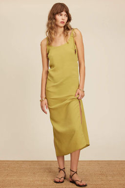 Платье макси прямого кроя с круглым вырезом и бретелями из модала