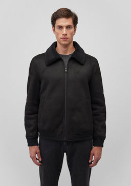 Siyah Suni Deri Ceket - Mavi фото 3