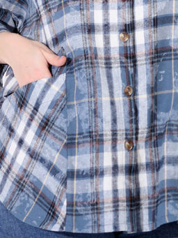 Синяя рубашка в клетку - Almond фото 3