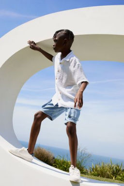 Erkek Cocuk Kargo Cepli Beli Lastikli Jean Sort