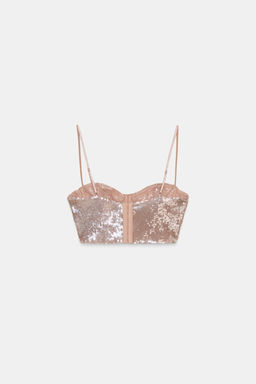SEQUINNED BRALETTE TOP - Zara фото 5