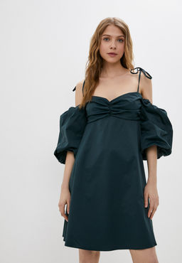 Платье-трапеция с рукавами-буф