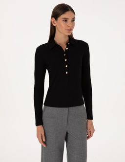 Siyah Slim Fit _rme Bluz - Pierre cardin фото 3