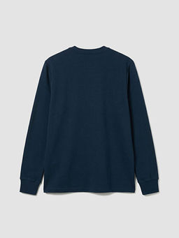 Bisiklet Yaka Bask?l? Erkek Sweatshirt