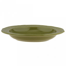 "Русское поле" Тарелка глубокая фарфоровая д215мм, h32мм, 380мл, волнистый край, фактурный глянец, зеленый, в коробке (Китай)