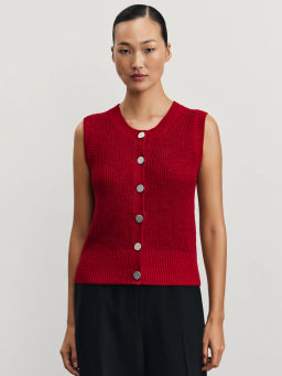 Вязаный жилет из хлопка / Zarina фото 3